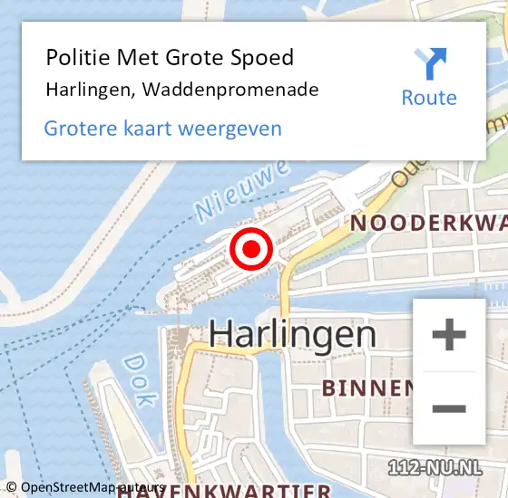 Locatie op kaart van de 112 melding: Politie Met Grote Spoed Naar Harlingen, Waddenpromenade op 17 november 2024 17:11