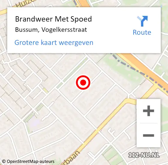 Locatie op kaart van de 112 melding: Brandweer Met Spoed Naar Bussum, Vogelkersstraat op 17 november 2024 17:27