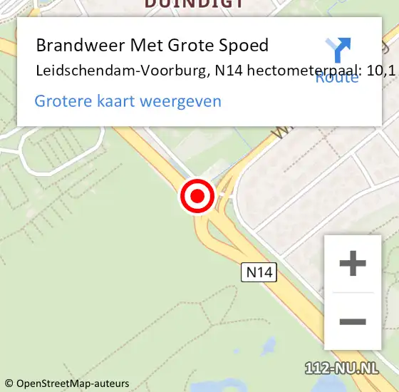 Locatie op kaart van de 112 melding: Brandweer Met Grote Spoed Naar Leidschendam-Voorburg, N14 hectometerpaal: 10,1 op 17 november 2024 17:35