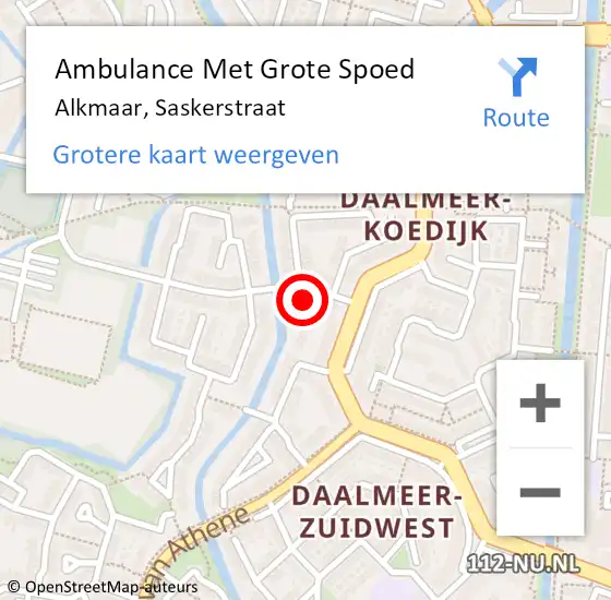 Locatie op kaart van de 112 melding: Ambulance Met Grote Spoed Naar Alkmaar, Saskerstraat op 17 november 2024 17:49