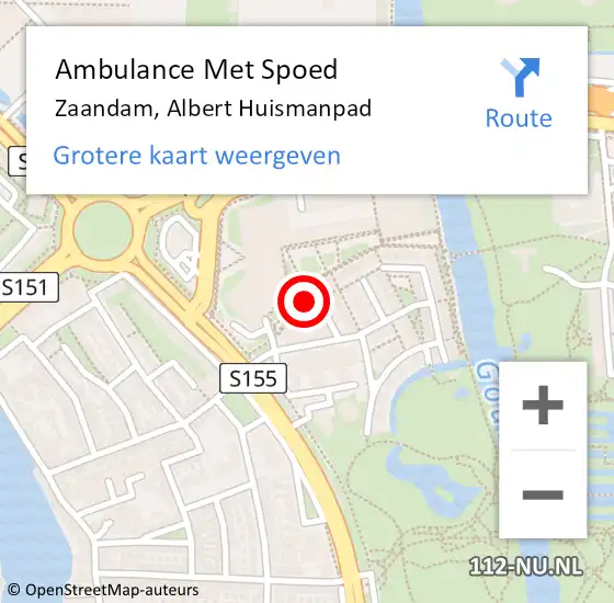 Locatie op kaart van de 112 melding: Ambulance Met Spoed Naar Zaandam, Albert Huismanpad op 17 november 2024 18:00