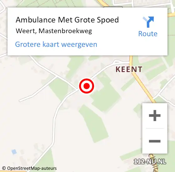 Locatie op kaart van de 112 melding: Ambulance Met Grote Spoed Naar Weert, Mastenbroekweg op 17 november 2024 18:37