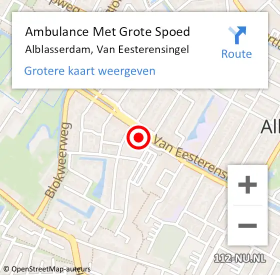 Locatie op kaart van de 112 melding: Ambulance Met Grote Spoed Naar Alblasserdam, Van Eesterensingel op 17 november 2024 18:41