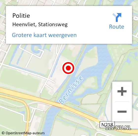 Locatie op kaart van de 112 melding: Politie Heenvliet, Stationsweg op 17 november 2024 18:52