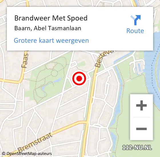 Locatie op kaart van de 112 melding: Brandweer Met Spoed Naar Baarn, Abel Tasmanlaan op 17 november 2024 18:53