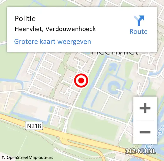 Locatie op kaart van de 112 melding: Politie Heenvliet, Verdouwenhoeck op 17 november 2024 18:55