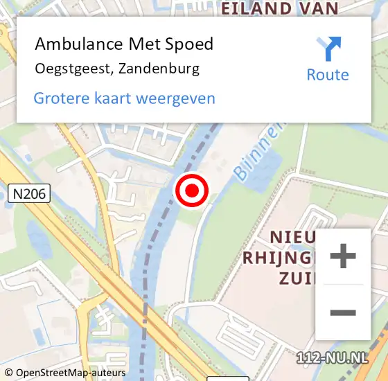 Locatie op kaart van de 112 melding: Ambulance Met Spoed Naar Oegstgeest, Zandenburg op 17 november 2024 18:59