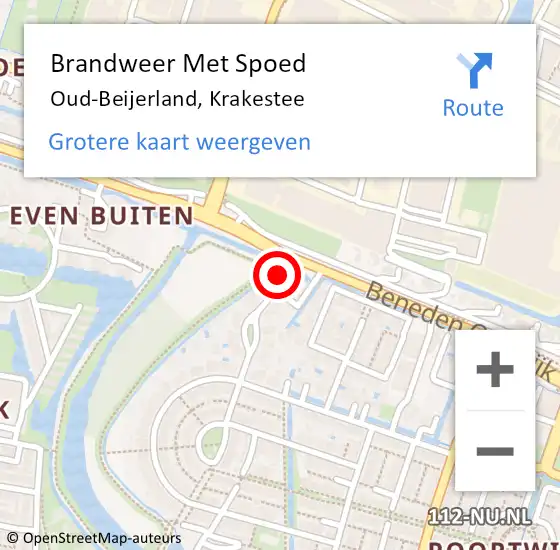 Locatie op kaart van de 112 melding: Brandweer Met Spoed Naar Oud-Beijerland, Krakestee op 17 november 2024 19:21