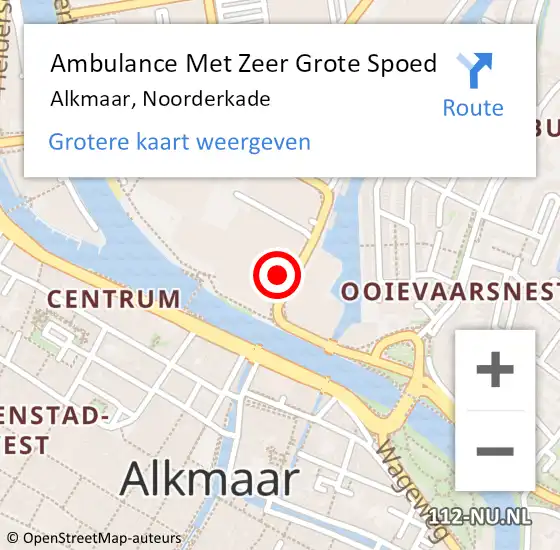 Locatie op kaart van de 112 melding: Ambulance Met Zeer Grote Spoed Naar Alkmaar, Noorderkade op 17 november 2024 19:27