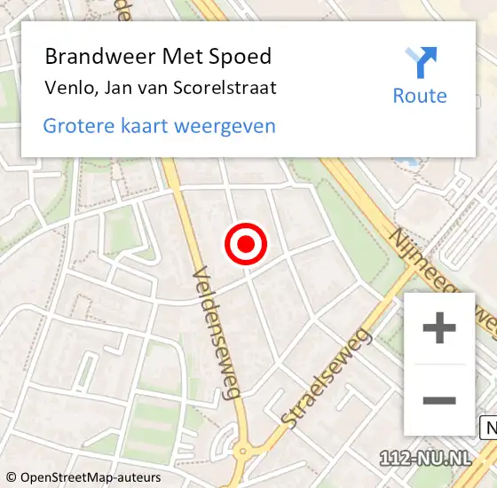 Locatie op kaart van de 112 melding: Brandweer Met Spoed Naar Venlo, Jan van Scorelstraat op 17 november 2024 19:43