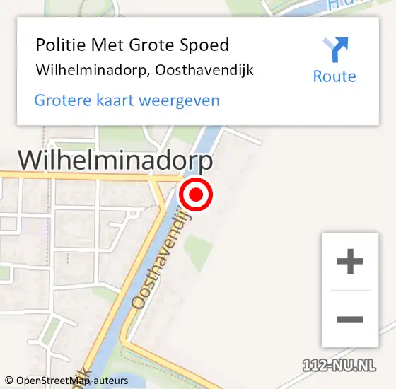 Locatie op kaart van de 112 melding: Politie Met Grote Spoed Naar Wilhelminadorp, Oosthavendijk op 17 november 2024 19:55