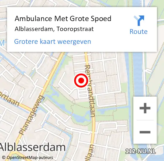 Locatie op kaart van de 112 melding: Ambulance Met Grote Spoed Naar Alblasserdam, Tooropstraat op 17 november 2024 19:56