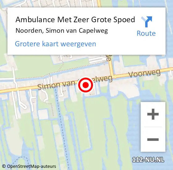 Locatie op kaart van de 112 melding: Ambulance Met Zeer Grote Spoed Naar Noorden, Simon van Capelweg op 17 november 2024 20:08