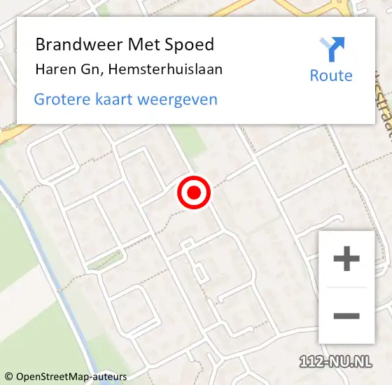 Locatie op kaart van de 112 melding: Brandweer Met Spoed Naar Haren Gn, Hemsterhuislaan op 17 november 2024 20:08