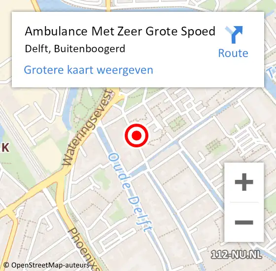 Locatie op kaart van de 112 melding: Ambulance Met Zeer Grote Spoed Naar Delft, Buitenboogerd op 17 november 2024 20:17