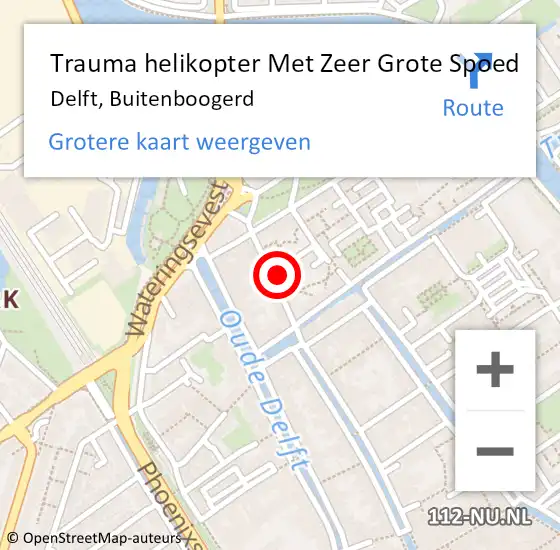 Locatie op kaart van de 112 melding: Trauma helikopter Met Zeer Grote Spoed Naar Delft, Buitenboogerd op 17 november 2024 20:17