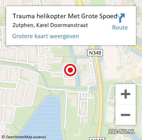 Locatie op kaart van de 112 melding: Trauma helikopter Met Grote Spoed Naar Zutphen, Karel Doormanstraat op 17 november 2024 20:24