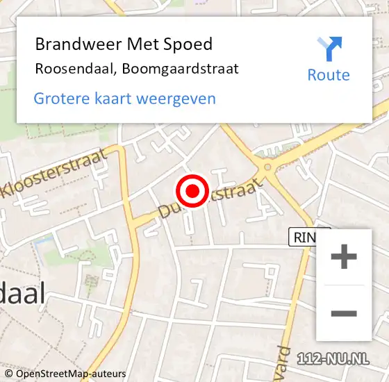 Locatie op kaart van de 112 melding: Brandweer Met Spoed Naar Roosendaal, Boomgaardstraat op 17 november 2024 20:27