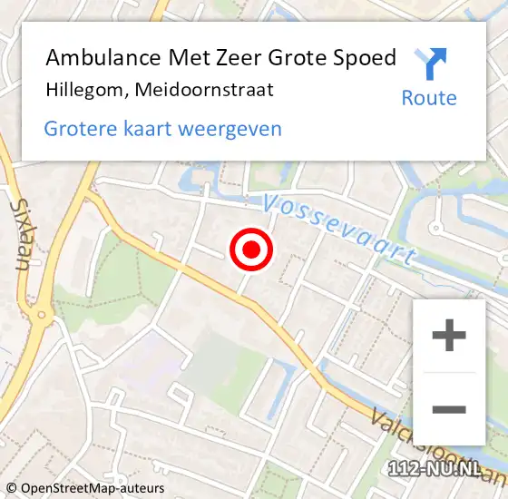 Locatie op kaart van de 112 melding: Ambulance Met Zeer Grote Spoed Naar Hillegom, Meidoornstraat op 17 november 2024 20:34