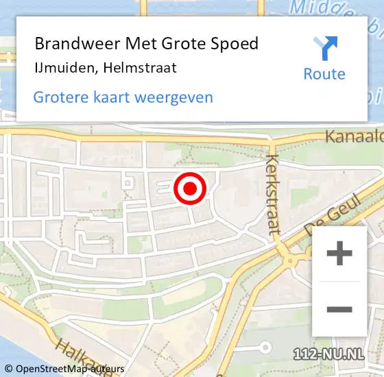 Locatie op kaart van de 112 melding: Brandweer Met Grote Spoed Naar IJmuiden, Helmstraat op 17 november 2024 20:43