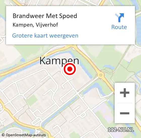 Locatie op kaart van de 112 melding: Brandweer Met Spoed Naar Kampen, Vijverhof op 17 november 2024 20:45