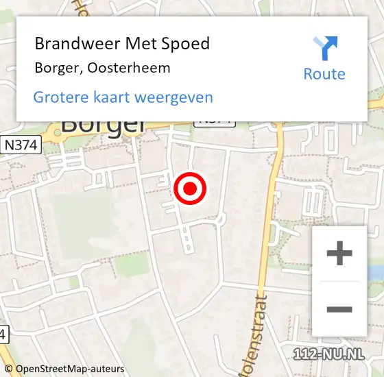 Locatie op kaart van de 112 melding: Brandweer Met Spoed Naar Borger, Oosterheem op 17 november 2024 21:00