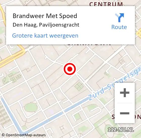 Locatie op kaart van de 112 melding: Brandweer Met Spoed Naar Den Haag, Paviljoensgracht op 17 november 2024 21:13