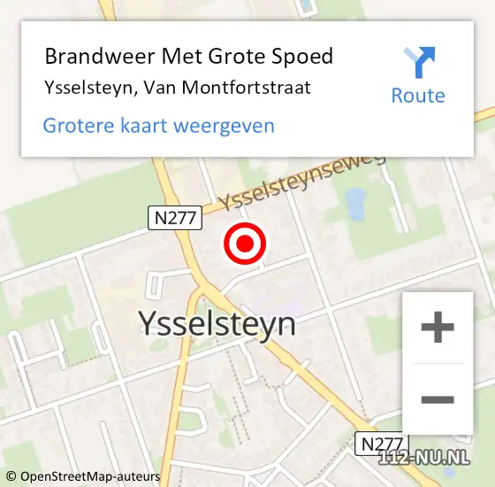 Locatie op kaart van de 112 melding: Brandweer Met Grote Spoed Naar Ysselsteyn, Van Montfortstraat op 17 november 2024 21:38