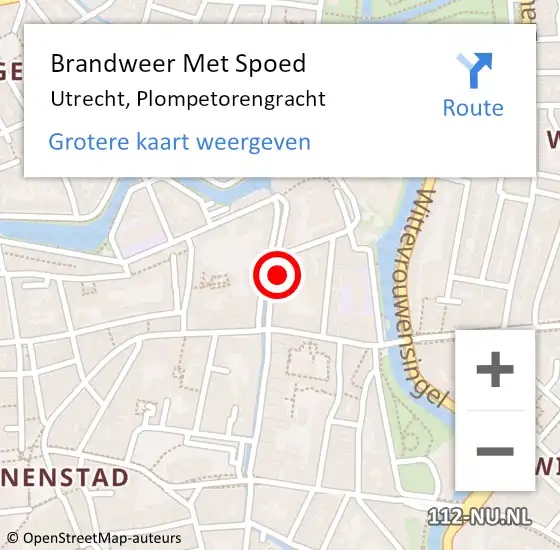 Locatie op kaart van de 112 melding: Brandweer Met Spoed Naar Utrecht, Plompetorengracht op 17 november 2024 22:08