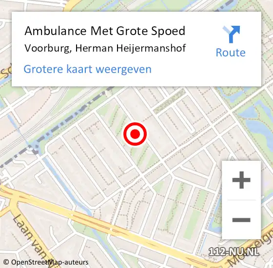 Locatie op kaart van de 112 melding: Ambulance Met Grote Spoed Naar Voorburg, Herman Heijermanshof op 17 november 2024 22:32