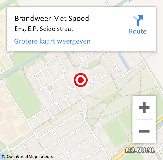 Locatie op kaart van de 112 melding: Brandweer Met Spoed Naar Ens, E.P. Seidelstraat op 17 november 2024 23:35