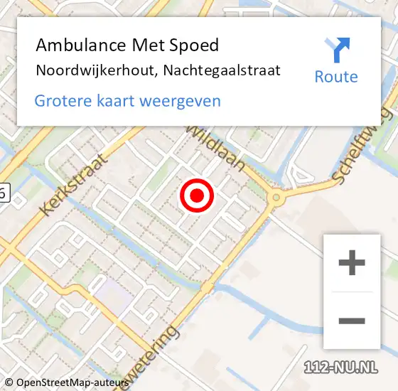 Locatie op kaart van de 112 melding: Ambulance Met Spoed Naar Noordwijkerhout, Nachtegaalstraat op 18 november 2024 00:44