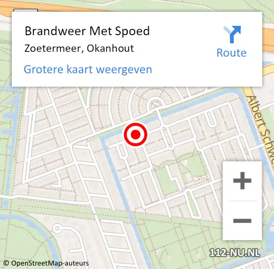 Locatie op kaart van de 112 melding: Brandweer Met Spoed Naar Zoetermeer, Okanhout op 18 november 2024 01:09