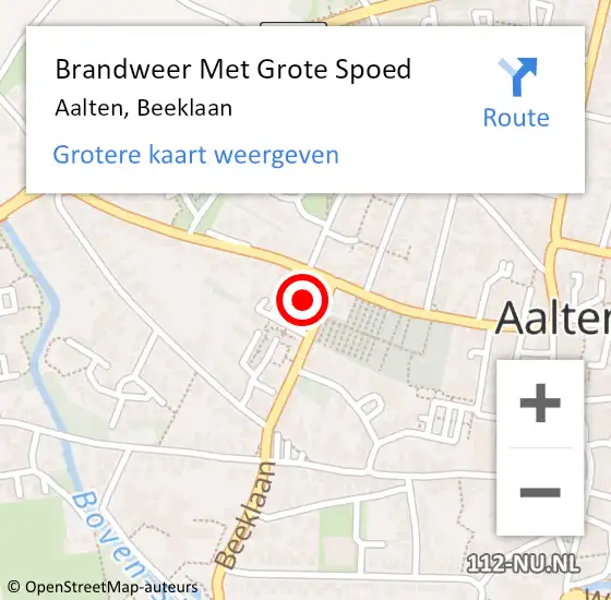 Locatie op kaart van de 112 melding: Brandweer Met Grote Spoed Naar Aalten, Beeklaan op 18 november 2024 01:29