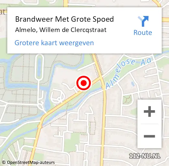 Locatie op kaart van de 112 melding: Brandweer Met Grote Spoed Naar Almelo, Willem de Clercqstraat op 18 november 2024 01:40