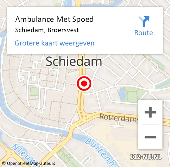 Locatie op kaart van de 112 melding: Ambulance Met Spoed Naar Schiedam, Broersvest op 18 november 2024 01:57