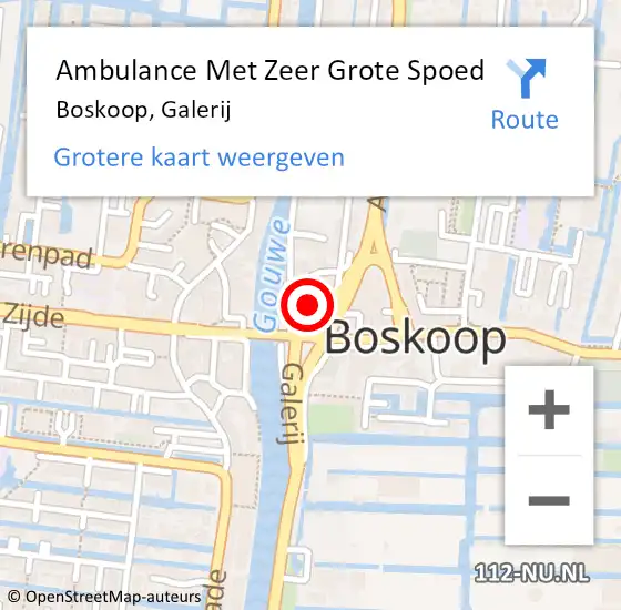 Locatie op kaart van de 112 melding: Ambulance Met Zeer Grote Spoed Naar Boskoop, Galerij op 18 november 2024 02:29