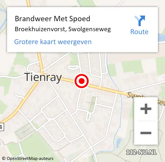 Locatie op kaart van de 112 melding: Brandweer Met Spoed Naar Broekhuizenvorst, Swolgenseweg op 18 november 2024 02:46