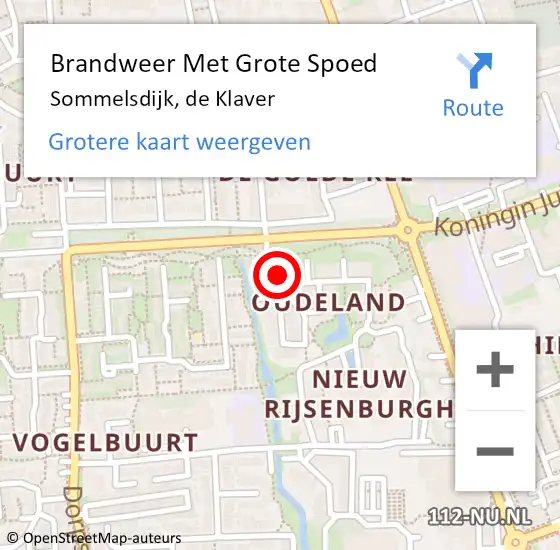 Locatie op kaart van de 112 melding: Brandweer Met Grote Spoed Naar Sommelsdijk, de Klaver op 18 november 2024 03:57