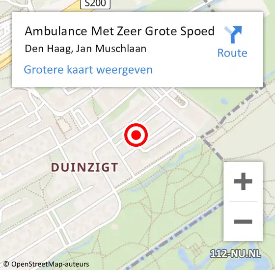 Locatie op kaart van de 112 melding: Ambulance Met Zeer Grote Spoed Naar Den Haag, Jan Muschlaan op 18 november 2024 05:10