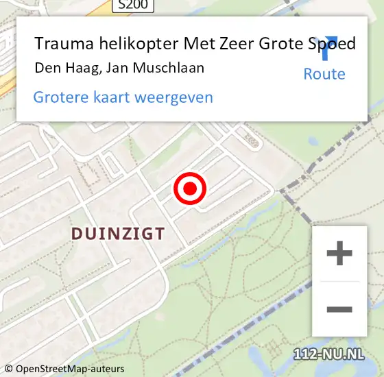 Locatie op kaart van de 112 melding: Trauma helikopter Met Zeer Grote Spoed Naar Den Haag, Jan Muschlaan op 18 november 2024 05:12