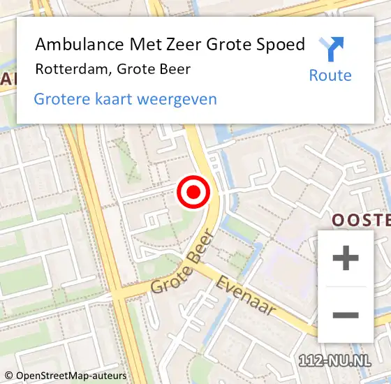 Locatie op kaart van de 112 melding: Ambulance Met Zeer Grote Spoed Naar Rotterdam, Grote Beer op 18 november 2024 05:44