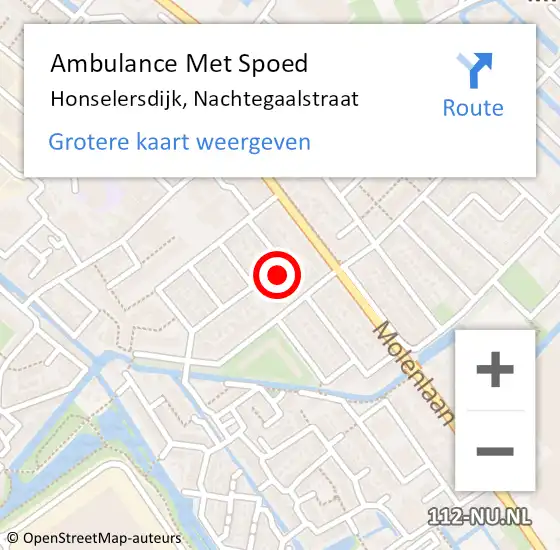 Locatie op kaart van de 112 melding: Ambulance Met Spoed Naar Honselersdijk, Nachtegaalstraat op 18 november 2024 06:59