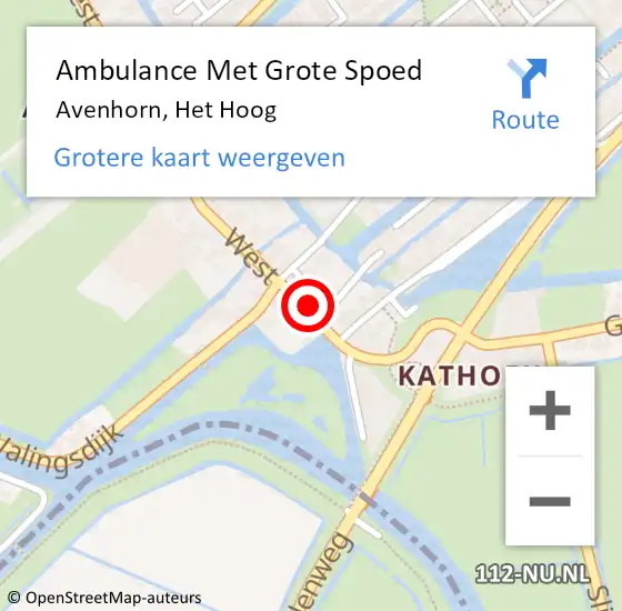 Locatie op kaart van de 112 melding: Ambulance Met Grote Spoed Naar Avenhorn, Het Hoog op 18 november 2024 07:04