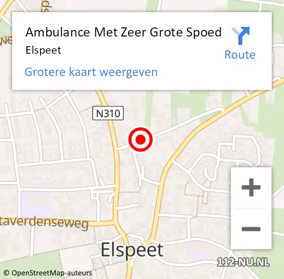 Locatie op kaart van de 112 melding: Ambulance Met Zeer Grote Spoed Naar Elspeet op 18 november 2024 07:36