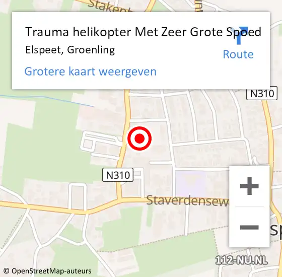 Locatie op kaart van de 112 melding: Trauma helikopter Met Zeer Grote Spoed Naar Elspeet, Groenling op 18 november 2024 07:38