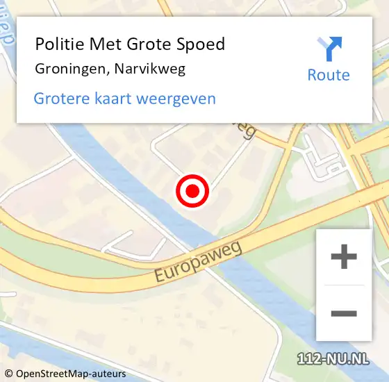 Locatie op kaart van de 112 melding: Politie Met Grote Spoed Naar Groningen, Narvikweg op 18 november 2024 07:44