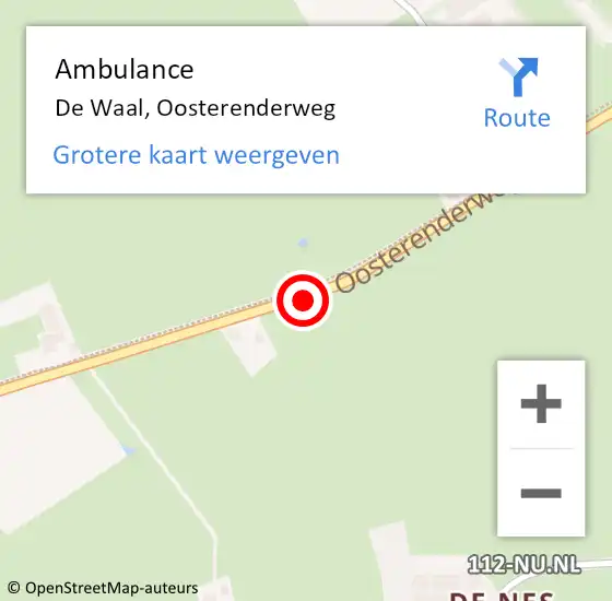 Locatie op kaart van de 112 melding: Ambulance De Waal, Oosterenderweg op 18 november 2024 07:58