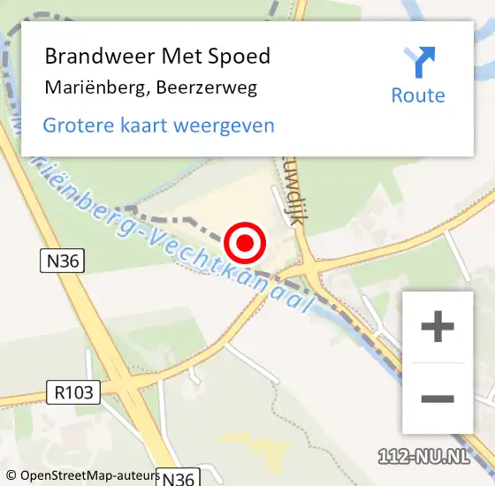 Locatie op kaart van de 112 melding: Brandweer Met Spoed Naar Mariënberg, Beerzerweg op 18 november 2024 08:23