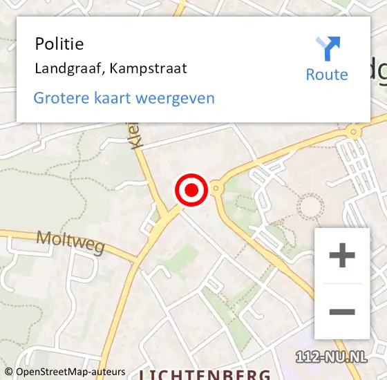 Locatie op kaart van de 112 melding: Politie Landgraaf, Kampstraat op 18 november 2024 08:27